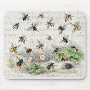 Tapis De Souris Abeille Miel Ouvrière Reine Nature Antique Abeille