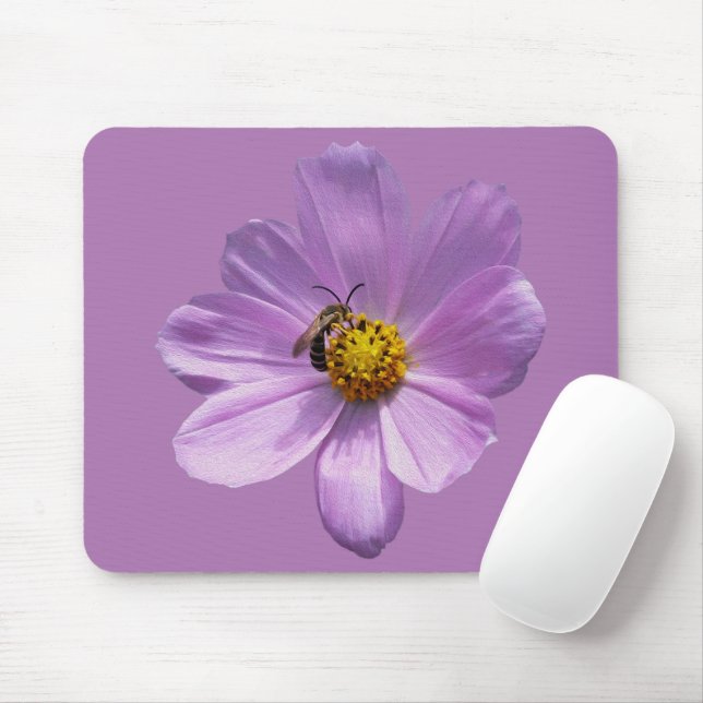Tapis De Souris Abeille sur fleur violette (Avec souris)