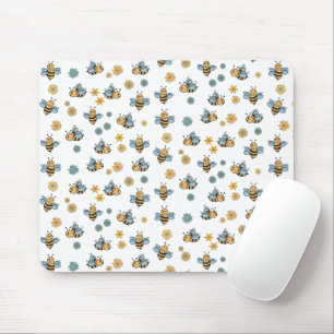 Tapis De Souris Abeilles de miel mignonnes et Fleurs sauvages flor