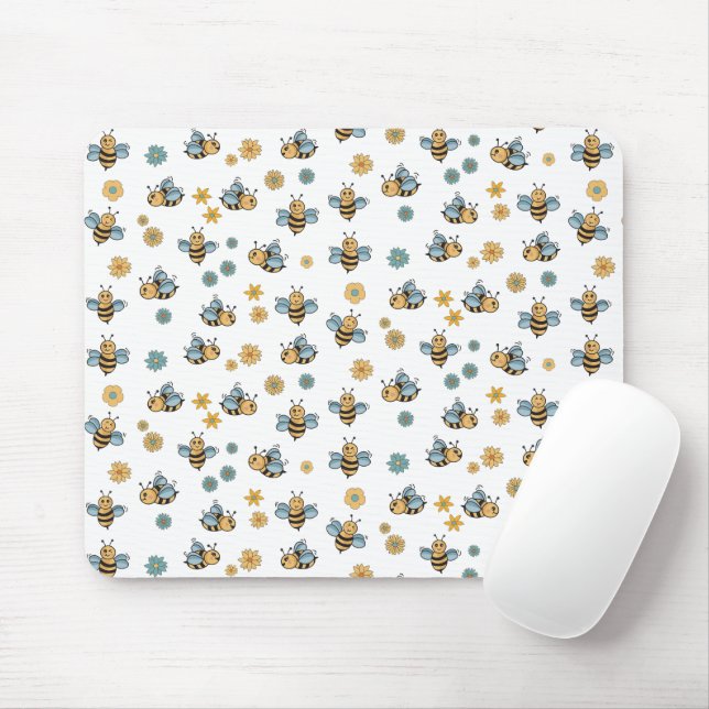 Tapis De Souris Abeilles de miel mignonnes et Fleurs sauvages flor (Avec souris)