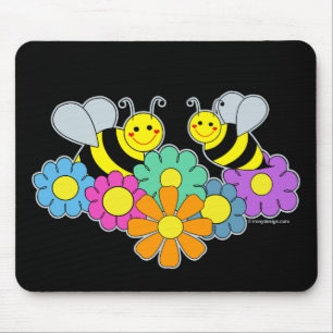 Tapis De Souris Abeilles et fleurs