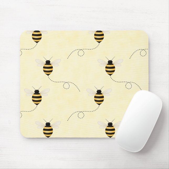 Tapis De Souris Abeilles noir jaune or (Avec souris)