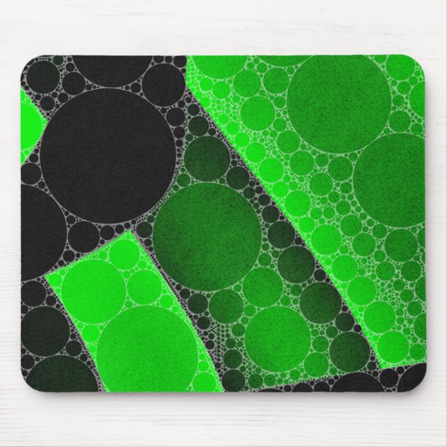Tapis De Souris Abrégé sur noir vert fluorescent cercle (Devant)