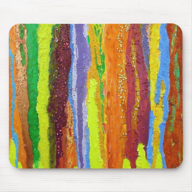 Tapis De Souris Abstract art rainbow stripes paint drip (Devant)