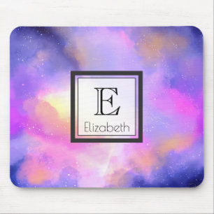 Tapis De Souris Abstract Clouds in Purple Pink and Yellow Monogram