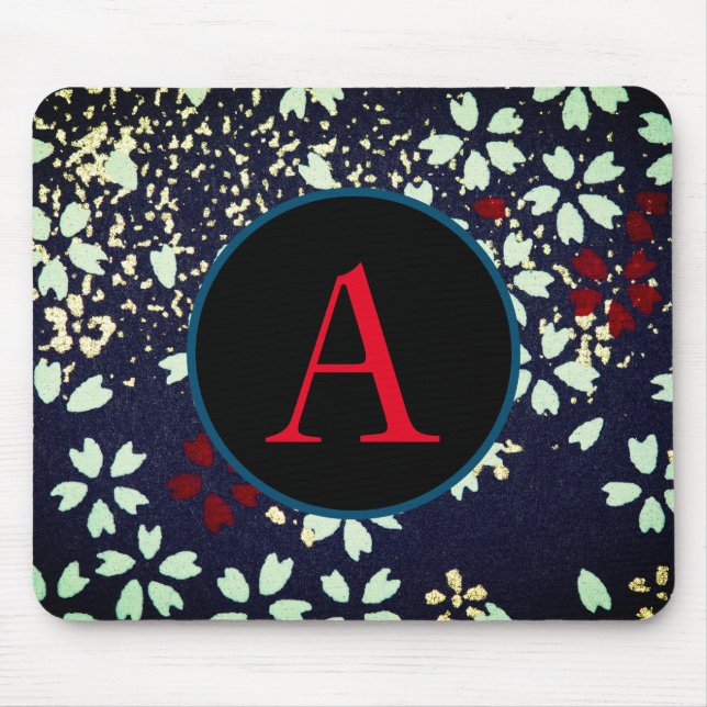 Tapis De Souris ABSTRACT FLORAL PATTERN CUSTOM INITIAL Mousepad (Devant)