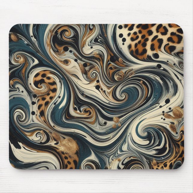 Tapis De Souris Abstract Leopard Print Swirl (Devant)