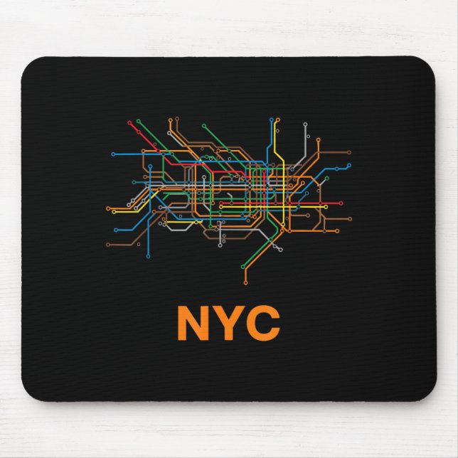 Tapis De Souris Abstract Nyc Subway Lines Minimalist New York Desi (Devant)