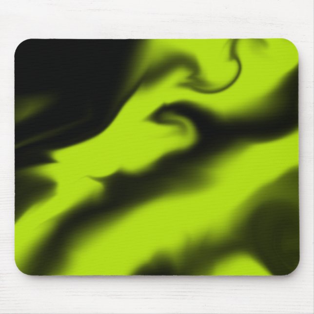 Tapis De Souris Abstrait 3 en noir et vert citron (Devant)