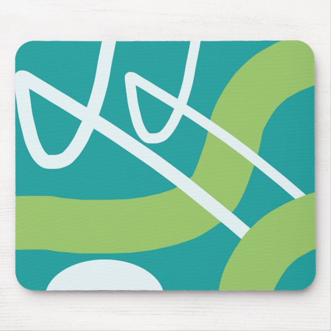 Tapis De Souris Abstrait Art Turquoise Lime Vert Blanc Souris Pad (Devant)