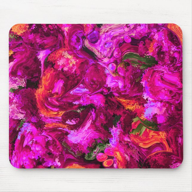 Tapis De Souris Abstrait aux pourpres, oranges et verts  (Devant)