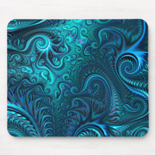 Tapis De Souris Abstrait bleu coloré et Motif spiral Turquoise