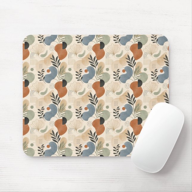 Tapis de souris abstrait boho neutre (Avec souris)