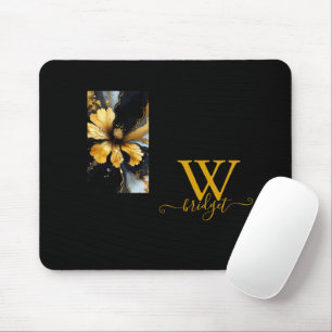 Tapis De Souris abstrait chic noir floral