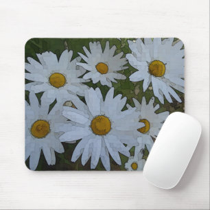 Tapis De Souris Abstrait de marguerites blanches