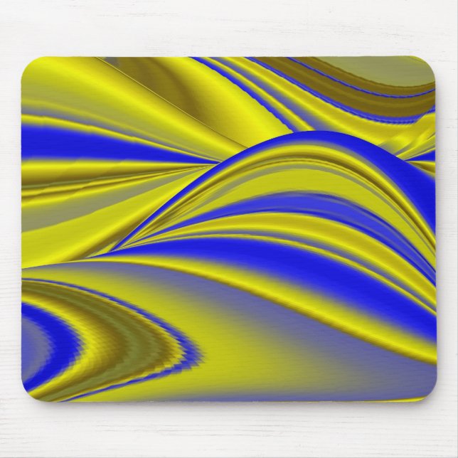 Tapis De Souris Abstrait en bleu or (Devant)