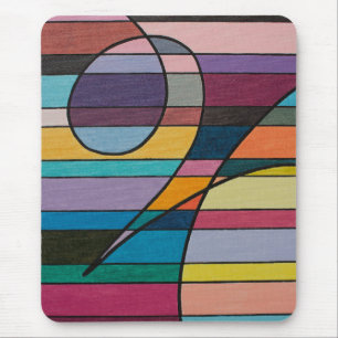 Tapis De Souris Abstrait géométrique avec des bandes et des courbe