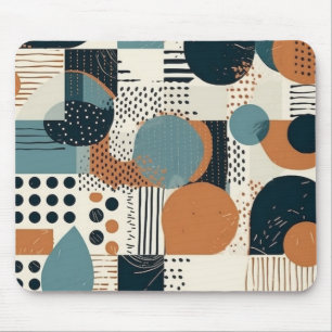 Tapis De Souris Abstrait Géométrique Milieu de Siècle Bleu Marine