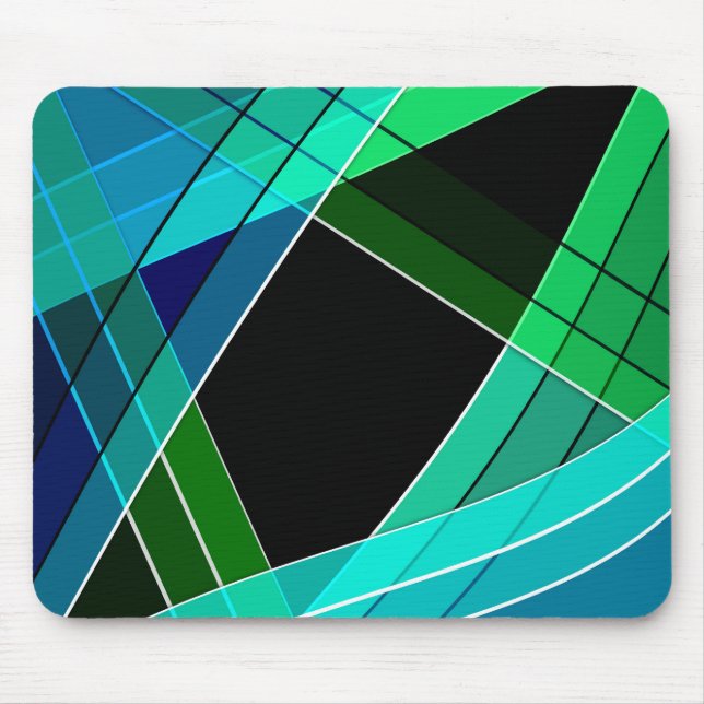 Tapis De Souris Abstrait, géométrique, vert, bleu, noir (Devant)