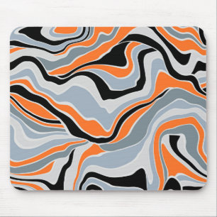 Tapis De Souris Abstrait gris noir et fluide orange