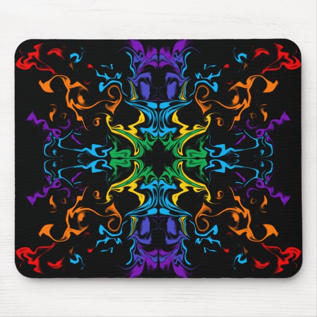Tapis de souris abstrait kaléidoscope arc-en-ciel  (Devant)