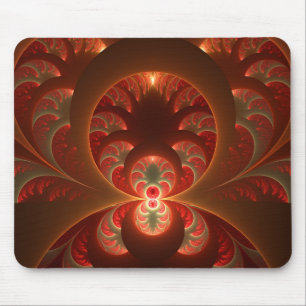 Tapis De Souris Abstrait lumineux rouge orange moderne Fractal