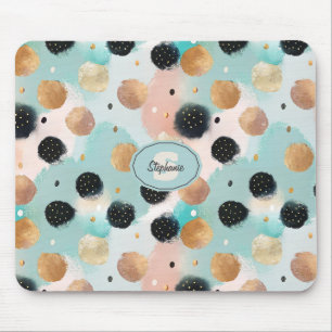 Tapis De Souris Abstrait moderne Brushstroke & Polka Dot Motif