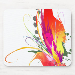 Tapis De Souris Abstrait Oiseau de Paradise Paint Splatters