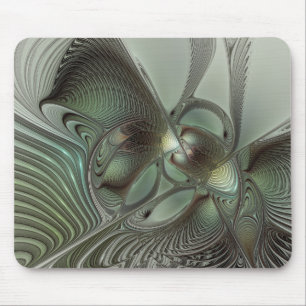 Tapis De Souris Abstrait Olive Sage Vert Gris Art Fractal Fantaisi