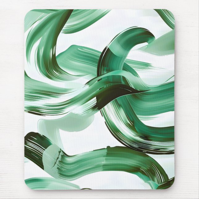Tapis De Souris Abstrait Traits de Pinceau Vert Minimal Moderne (Devant)