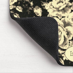 Tapis De Souris Abstrait verre pétillant fleuri vintage Monogramme