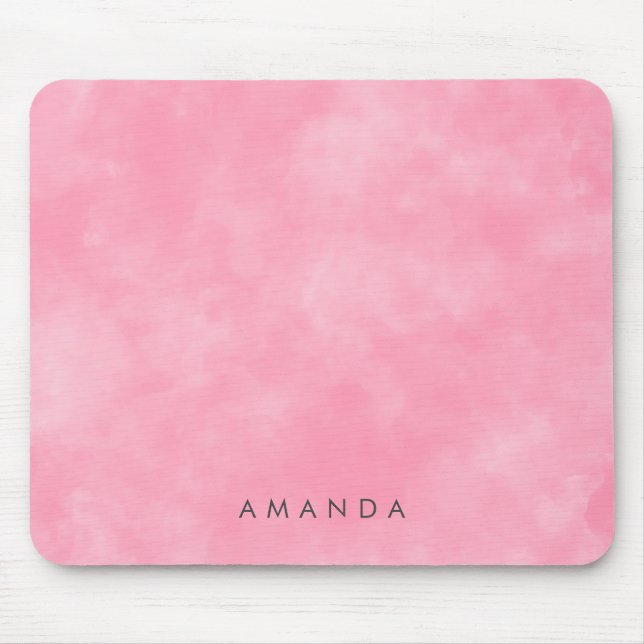 Tapis De Souris Abstraits nuages Pastel Pink Sky Texte personnalis (Devant)