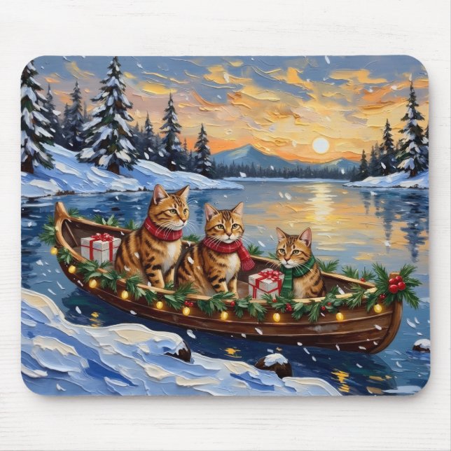 Tapis De Souris Abyssinian Cat Christmas Boat Holiday (Devant)