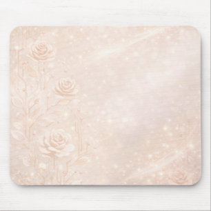 Tapis De Souris Accents floraux en ivoire et or rose, art IA 