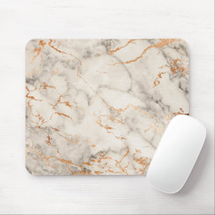 Tapis De Souris Accents marrons et motif abstrait blanc