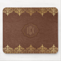 Accentuation de dentelle d'or en cuir Brown monogr