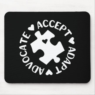 Tapis De Souris Accept Adapt Advocate Puzzle Piece Autism Awarenes