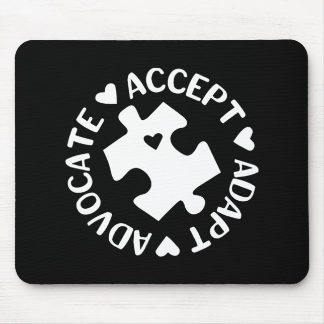 Tapis De Souris Accept Adapt Advocate Puzzle Piece Autism Awarenes (Devant)