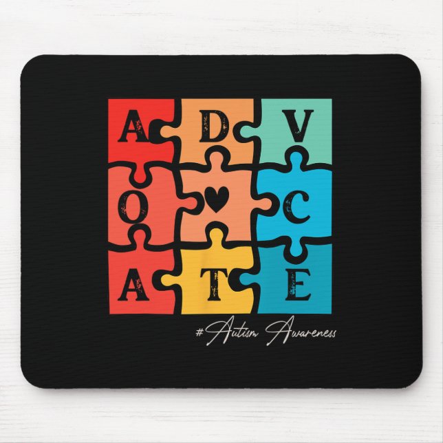 Tapis De Souris Accepter Adapt Advocate Puzzle Pièce Retro Autism  (Devant)