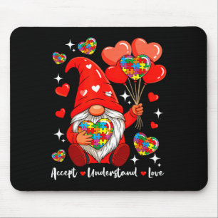 Tapis De Souris Accepter Comprendre La Saint-Valentin Cœurs Gnome