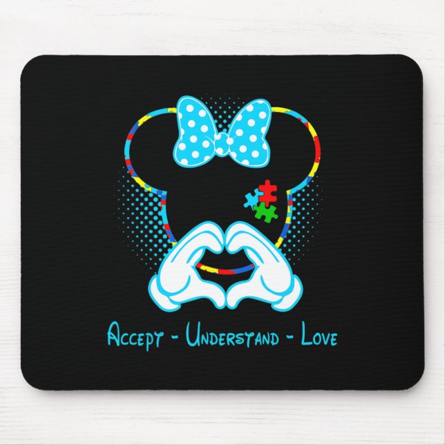 Tapis De Souris Accepter Comprendre Sensibilisation sur l'autisme  (Devant)