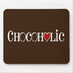 Tapis De Souris Accro du chocolat, amant de chocolat avec le coeur