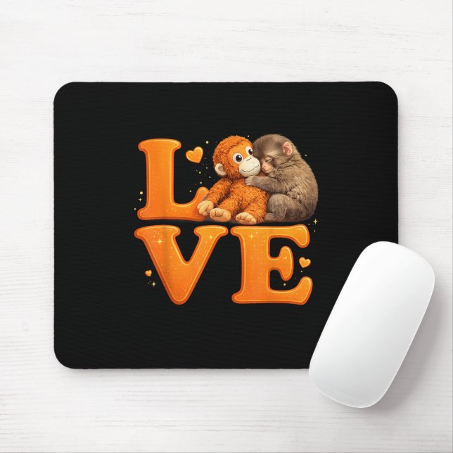 Tapis De Souris Accroche-Toi Singe Mignon Bébé Macaque  (Avec souris)