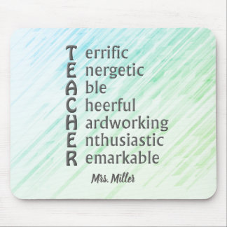Tapis De Souris Acronyme pour Enseignants Nom Vert Bleu Abstrait