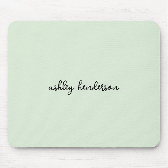 Tapis De Souris Add Your Full Name Minimal Monogram on Light Green (Devant)