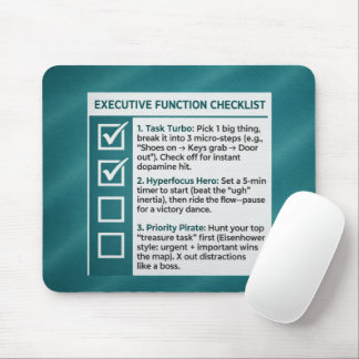 Tapis De Souris ADHD Productivity Executive Function Checklist