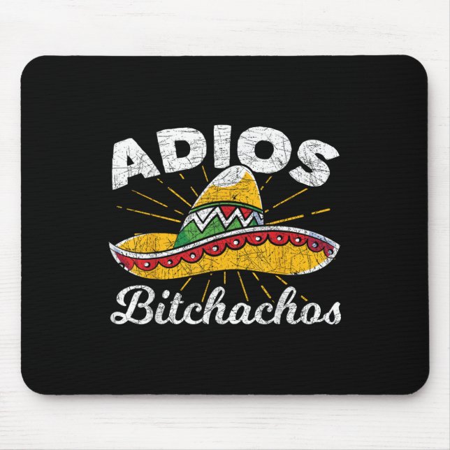 Tapis De Souris Adios Achos Sombrero Fiesta Mexico Funny Cinco De (Devant)