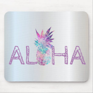 Tapis De Souris Adorable Aloha Hawaïen Pineapple, Argent