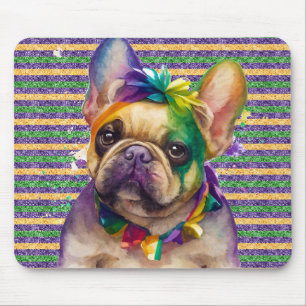 TAPIS DE SOURIS ADORABLE CHIEN BOULEDOGUE FRANÇAIS MARDI GRAS A L'