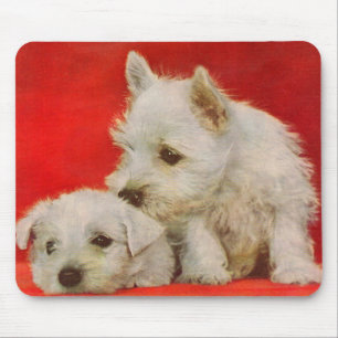 Tapis De Souris adorable chiot de terrier blanc